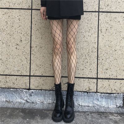 Nightclub Pantyhose Fishnet Match Skirt Rhombus Ladies High Stockings Slim Fit